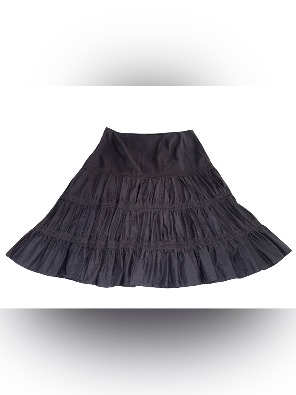 Nicole by Nicole Miller Black Ruched Flare Skirt Women’s Approx. Size Large Y2K